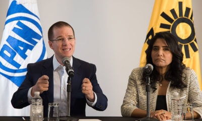 Ricardo Anaya, presidente Nacional del PAN, y Alejandra Barrales, presidenta nacional del PRD, ofrecieron una conferencia de prensa