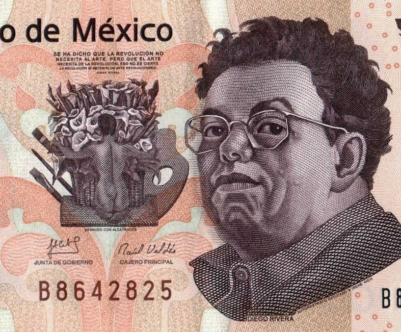 Diego Rivera en los billetes de a 500