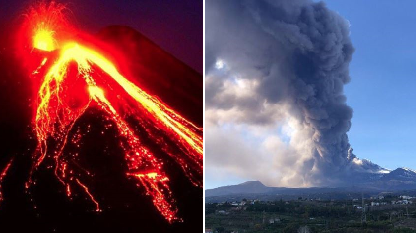Volcán, Etna, Italia, Erupción, fuego, explosión, cinturón de fuego, magma, incadescente, ceniza