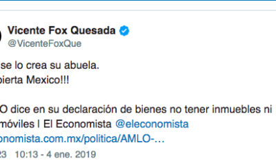 Vicente Fox, Fox, AMLO, abuela, se lo crea, burla, twitter, declaración, bienes, dinero, mañanera,