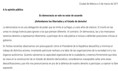 Organizaciones, Civiles, Respeto, Pluralidad, AMLO, Andrés Manuel, López Obrador, ataques,