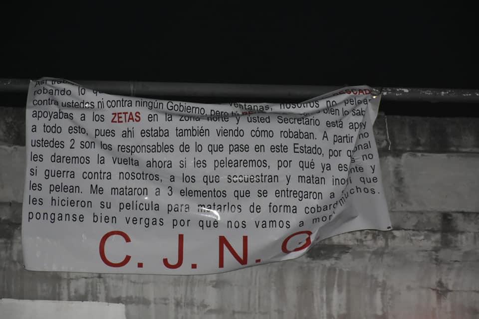 Cártel Jalisco Nueva Generación, Jalisco, Nueva Generación, narco, mantas, narco mantas, SSP, Veracruz,