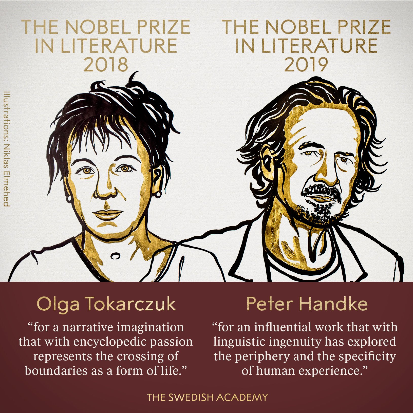 Olga Tokarczuk y Peter Handke, los Nobel de Literatura 2018 y 2019