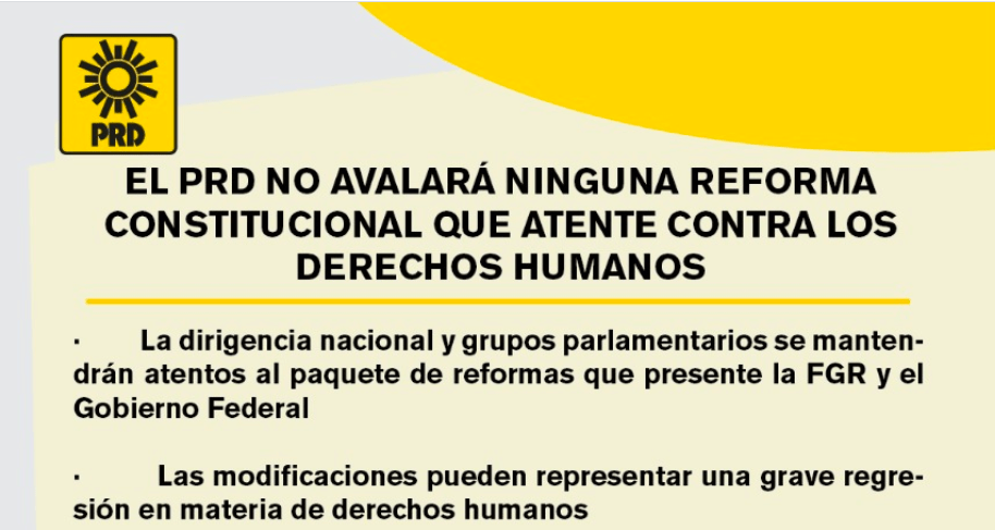 No avalará ninguna reforma que atente contra los derechos humanos: PRD
