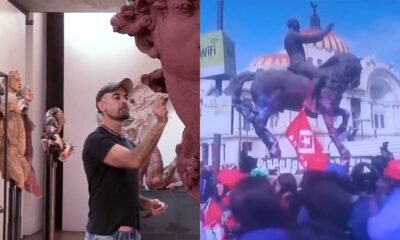 Escultor de Madero de Bellas Artes pide dejar pintura y daños