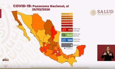 Suman 475 los infectados y 6 muertos por Covid-19 en México