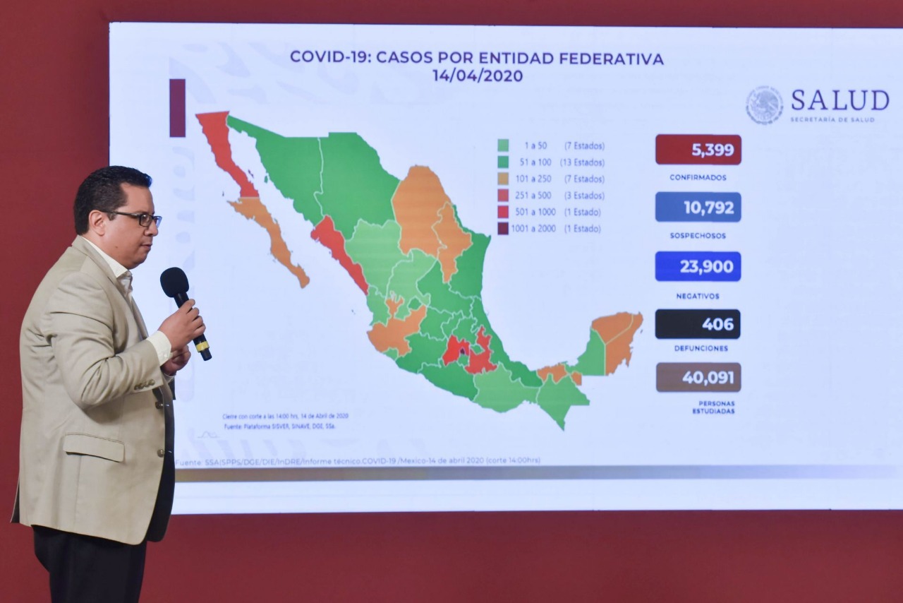 México aumenta a 5 mil 399 casos confirmados de covid-19