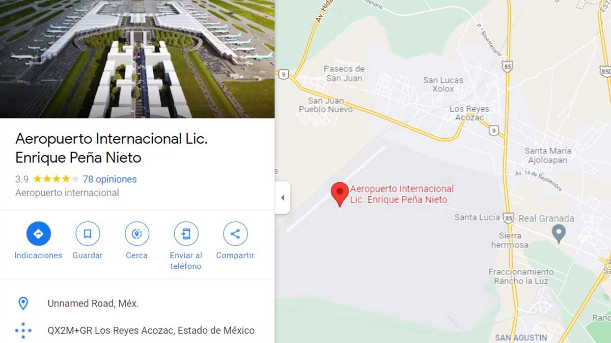Cambian nombre del AIFA por Aeropuerto Enrique Peña Nieto
