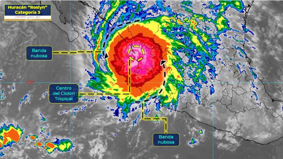 Pega huracán Roslyn a Nayarit como categoría 3