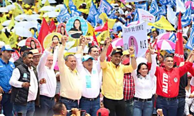 Alejandra del Moral cierra campaña con la presencia de los dirigentes del PRI, PAN y PRD