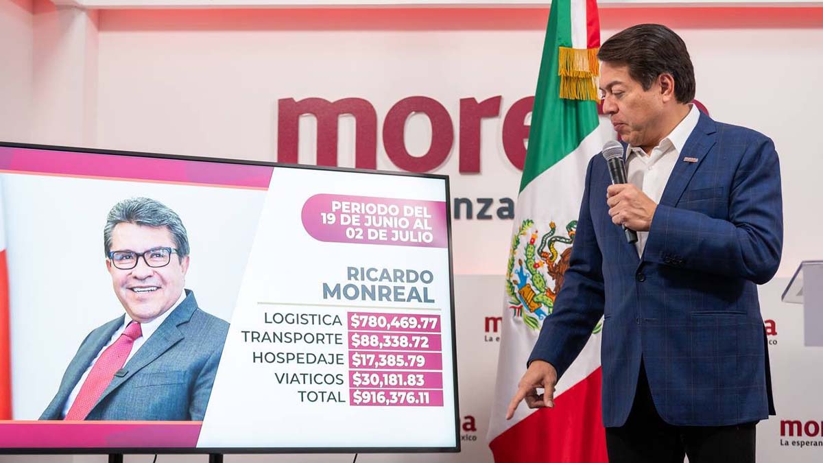Corcholatas de Morena gastan 2.7 mdp en dos semanas de giras; Monreal a la cabeza de gastos