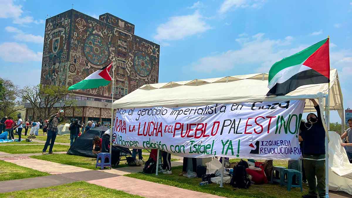 Estudiantes de la UNAM instalan un campamento en apoyo a Palestina