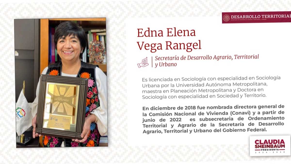 Edna Elena Vega, titular de la Sedatu: “se colaborará en la construcción de viviendas”