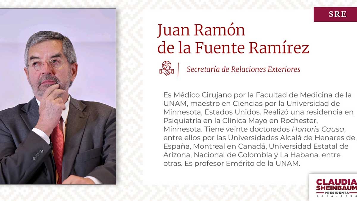 Juan Ramón de la Fuente, secretario de Relaciones Exteriores; “seguiremos la misma línea” que hasta ahora