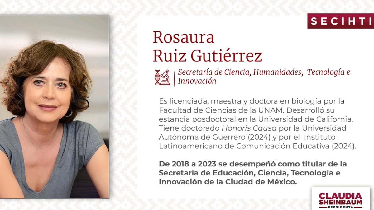 Rosaura Ruiz, titular de la nueva Secretaría de Ciencia, Humanidades, Tecnología e Innovación