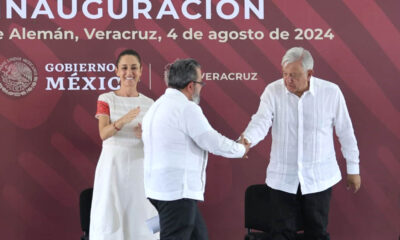 Inauguran AMLO y Sheinbaum tramo final de la carretera Minatitlán-Hidalgotitlán