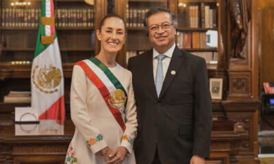 Se reúne Sheinbaum con Petro en Palacio Nacional