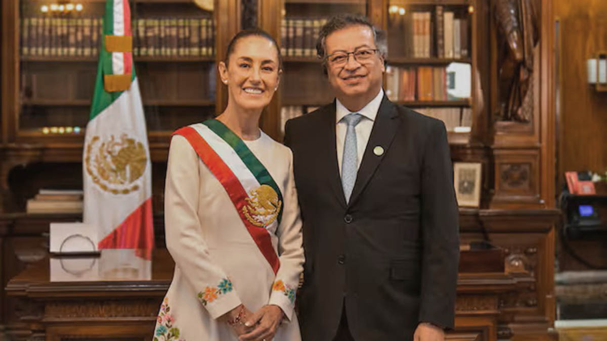 Se reúne Sheinbaum con Petro en Palacio Nacional