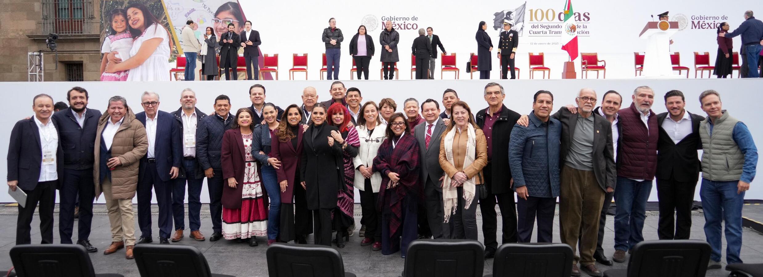 Gobernadores del PRI, MC y una panista respaldan a Sheinbaum en su informe de 100 días