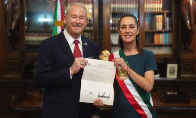 Sheinbaum recibe cartas credenciales de embajador de EU y otros cuatro diplomáticos