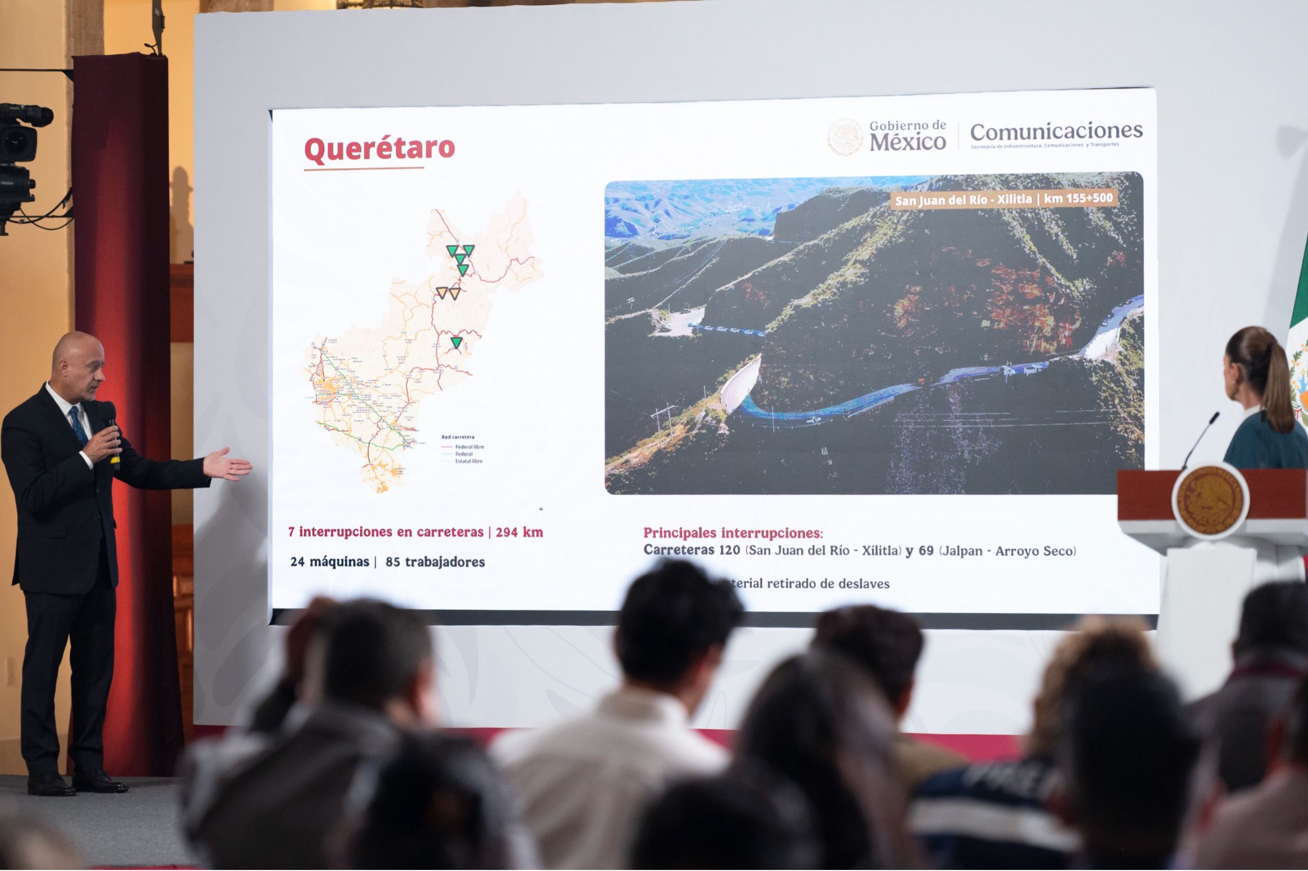 Restablecen 84% servicio eléctrico y el tránsito en 130 carreteras federales tras lluvias