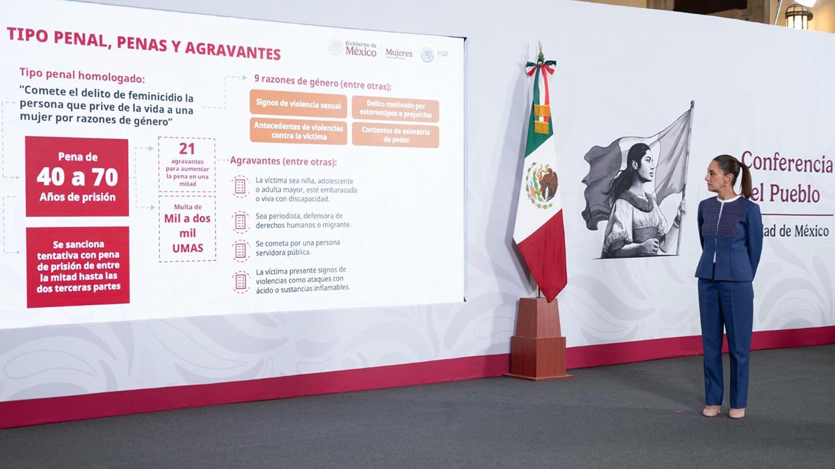Sheinbaum propone reforma contra la impunidad en feminicidios