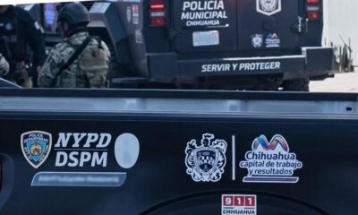 Exhiben uso de logotipo de policía de NY en patrullas de Chihuahua; Sheinbaum lo critica